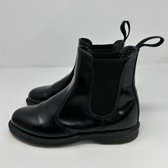Dr. Martens Flora Smooth Black Leather Chelsea Boots Size 7 Slip-On Design - Picture 8 of 15